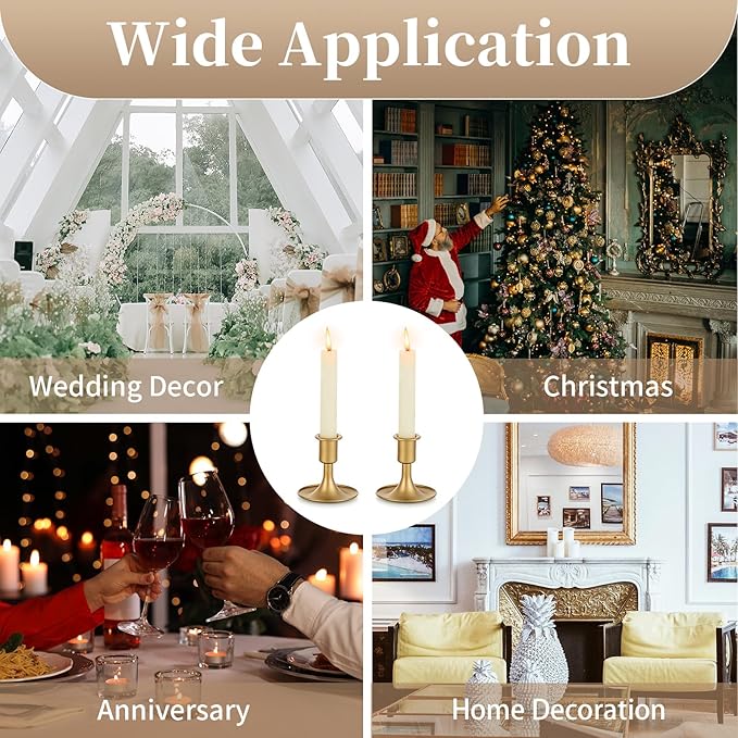 Sziqiqi 6pcs Gold Candlestick Holder for Wedding Centerpiece Small - Candle Holders for Taper Candles Table Centerpieces Alloy Candle Stick Holders for Fireplace Mantle