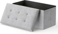 MoNiBloom 30 Inch Storage Ottoman Bench, Rectangle End of Bed Bench, Storage Padded Seat, Linen Fabric Ottoman Footrest for Living Room, Bedroom, Entryway, Light Gray
