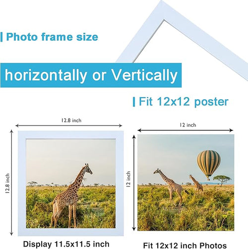 12x12 Picture Frame Set of 3, white Wooden Frame 12by12 Square Wall Gallery Poster Photo frame with Durable Shatter Resistant Plexiglass for Wall Hanging best gift