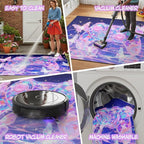 Dreamy Butterfly Rugs for Girls Bedroom Decor 3x5 ft Gamer Area Rug Non-Slip Gaming Floor Mat Purple-Pink Kids Rug Gaming Carpet for Girls Room,Dorms,Playroom & Apartment