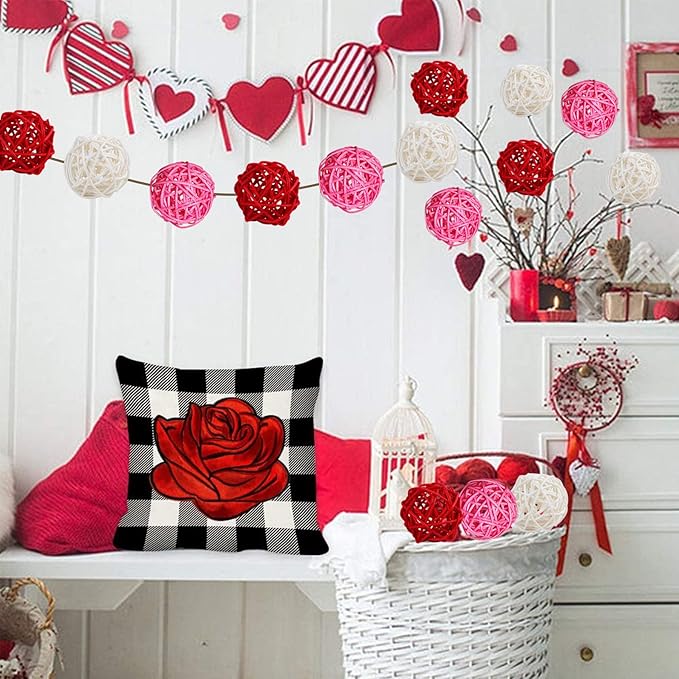 STMK 9 Pcs 3 Inch Valentine’s Day Rattan Balls Decorative, Wedding Wicker Balls Decorations for Valentine’s Day Decor DIY Vase Bowl Filler Wedding Decoration