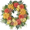 24-Inch Spring Wreath for Front Door with Hydrangeas Dahlias Daisy Silk Flowers and Berry Greenery for All Seasons Indoor Outdoor Wedding Farmhouse Porch Wall Living Room Home Wedding Decor