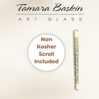 Sparkling Art Glass Mezuzah - 3.5 Inch - Easy Mount - Weatherproof Metal Case - Gift Box and Non-Kosher Scroll Included - Hand Made in USA by Tamara Baskin Art Glass (Blue)