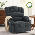 MCombo Oversized Power Lift Recliner Chair for Elderly, Lift Chair with Heat and Massage, Lift Recliner for Big and Tall, Cup Holders, USB & Type C Ports, Fabric R7092 (Dark Grey, Oversize)