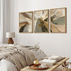 MUDECOR Framed Wall Art Print Set Minimalist Earthy Abstract Floral Illustrations Modern Art Boho Decorative Colorful Chic for Living Room, Bedroom, Office - 24"x36"x3 Natural