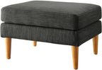 Convenience Concepts Designs4Comfort Marlow Ottoman 27" - Mid-Century Modern Upholstered Footrest & Seat for Living Room, Bedroom, Hallway, or Entryway, Dark Charcoal Gray Fabric