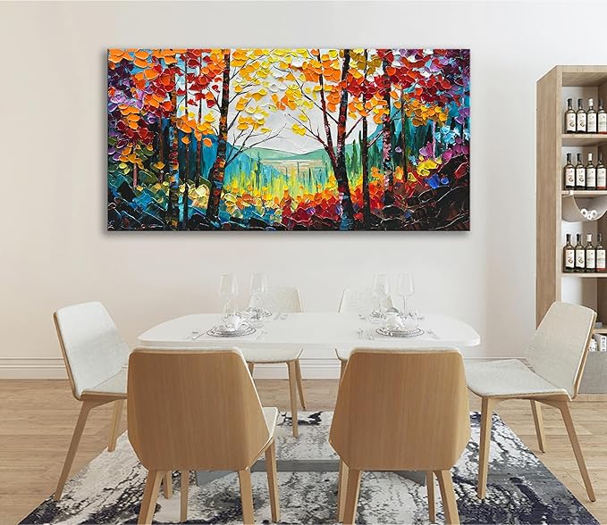 Art Hand-Painted Natural Scenery Oil Painting Forest Scenery Large Canvas Wall Art Decoration 30×60 Inches