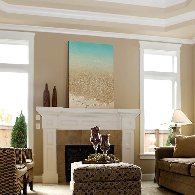 Renditions Gallery Canvas Motivational Wall Art Nature Paintings Decorations Sandy Beach Shore Romantic Scenic Wall Hanging Artwork for Bedroom Living Room Office Kitchen - 18"x27" LT06