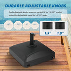 Simple Deluxe 125lb Capacity Fillable Mobile Patio Umbrella Base Heavy Duty Square Market Stand for Outdoor with 4 Wheels, 2 Locks, 2 Knobs, Black