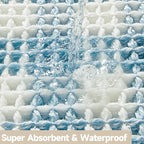 Waffle Bath Mat, Boho Bathroom Rugs Non Slip Washable Absorbent Checkered Bathroom Mat Quick Dry Cute Bath Mat, 30"x20" Blue and White