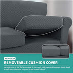 YEMYHOM Latest Checkered 4 Pieces Couch Covers for 3 Cushion Couch Extra Large High Stretch Thickened Sofa Cover for Dogs Pets Furniture Protector Sofa Slipcovers (Dark Gray), 91"-110"(3 Cushions)