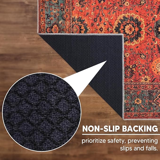 Keen Home Design 2x3 Rug - Machine Washable Entry Rug with Non-Slip Backing, Ideal for Enteryway, Kitchen, Bathroom, Laundry Room - Vintage, Easy Clean, Durable, Low Pile Rug - (2' x 3')