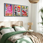 Novatique Graffiti Canvas Wall Art Colorful Banksy Wall Art Street Graffiti Print Wall Decor Framed for Living Room Bedroom,12" x 16" x 3Pcs