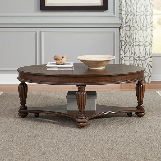 Liberty Furniture Allington Oval Cocktail Table for Living Room - Satin Sienna