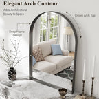 Arch Bathroom Mirror, 24"x36" Wall Mounted Vanity Mirror with Deep Frame, Tempered Glass Decor Mirror for Bathroom, Bedroom, Entryway and Living Room, Hanging or Leaning, Black