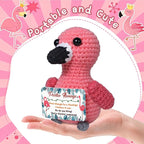 Mini Positive Flamingo Crochet Gifts, Birthday Gifts for Women Men Handmade Presents, Inspirational Small Animals Cute Flamingo, Emotional Cheer Up Funny Decor (Awesome)