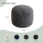 HIGOGOGO Pouf Ottoman Stuffed Round Modern Foam Filled Foot Rest Poufs for Living Room Chair Decorative 26 X 18 Inches Boho Relax Stool for Wedding Christmas Party, Dark Grey