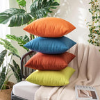 MIULEE Pack of 2 Decorative Outdoor Solid Waterproof Throw Pillow Covers Faux Linen Garden Farmhouse Cushion Cases for Summer Patio Tent Balcony Couch Sofa 18x18 Inch Burnt Orange Terracotta