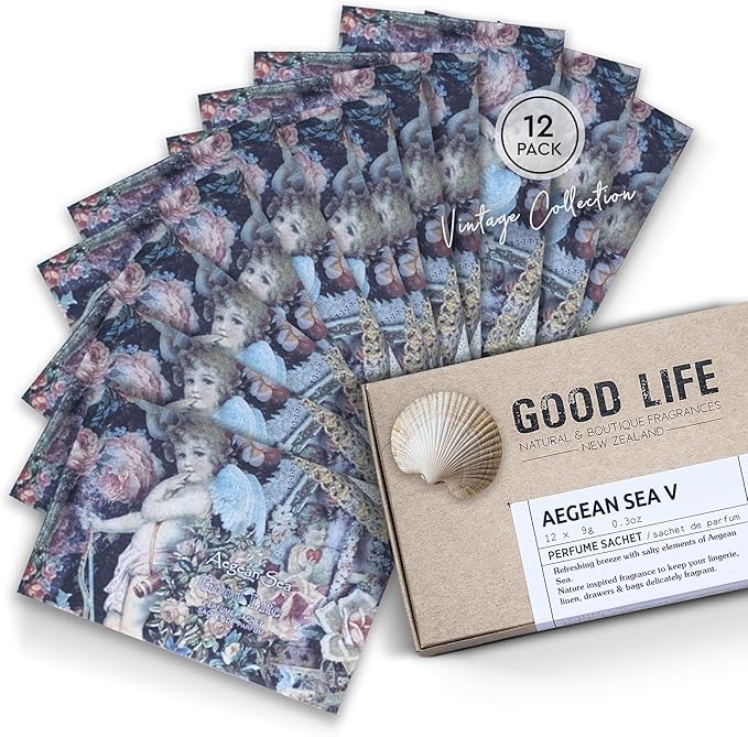 Good Life Aegean Sea Scented Sachets | Designed in New Zealand | 12 Sachets - Vintage