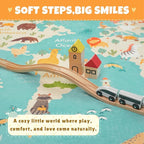 Large 8x10 Playroom Rugs - Kids Play Rug for Classroom Elementary, Bedroom, Living Room, Washable Soft Cute World Map Carpet with Ocean, Continents & Animals