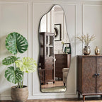 Antok Full Length Mirror, 68"x26" Floor Mirror with Stand, Standing Hanging Leaning Irregular Mirrors for Bedroom Living Room Entryway, Cloud Shaped, Black