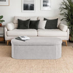 43.3 Inches Collapsible Ottoman with Storage, Bench with Storage Ottoman for Living Room, Bedroom & Entryway-Grey