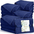 Buryeah 12 Pcs Wedding Flannel Fleece Throw Blanket Bulk with Thank You Card and Ribbon, 50 x 60 in Oeko-TEX Standard 100 Certified Blankets Outdoor Wedding, Guest Party Souvenirs (Navy)