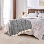 CozeCube Super Soft Fullfy Microfiber Reversible Knitted Blankets, Warm Cozy Fuzzy Plush Throw, Black and White Melange Throw Blanket for Couch Bed Sofa, 50" x 60"