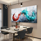 Pogusmavi Dining Room Wall Art - Blue & Red Wine Cups Canvas 30x60IN