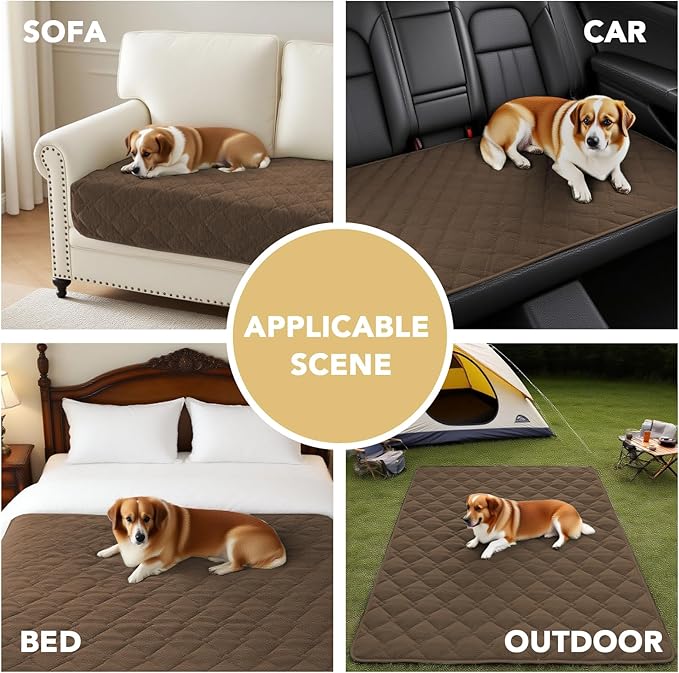 H.VERSAILTEX Couch Cover Chenille Pet Fuzzy Sofa Covers for 2 Cushion Couch Anti Slip Washable Sofa Slipcovers with Strap Soft Couch Protector Cover for Dogs Cats Kids(40" x 50",Coco Mocha)