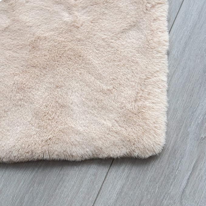 White Fluffy Faux Rabbit Fuzzy Fur Rug for Living Room Machine Washable Shaggy 2x8 Runner Rug for Bedroom Nursery Rectangle Rugs