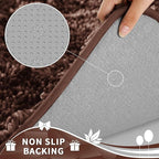Yimobra Toilet Rugs U Shaped Washable, Extra Thick Soft Absorbent Chenille Contour Bathroom Rugs for Toilet 24x24 Inch, Quick Dry Non Slip Toilet Mat for Bath Floor, Brown