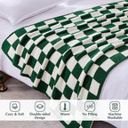 WRENSONGE Checkered Throw Blanket, Avocado Green Soft Cozy Fluffy Warm Hand Made Throw Blankets for Couch, Sofa, Chair, Bed, Camping, Picnic, Travel Lightweight Bed Blanket - 50"*70"