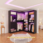 Unikito 86” Closet System, Corner Closets Organizer with Hanging Rods and Mirror, Freestanding Adjustable Clothes Garment Racks with Drawers, Sturdy Walk in Closet Kit with 3 Set Closets Tower, Black
