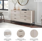 Signature Design by Ashley Socalle 6 Drawer 59" Dresser, Beige