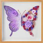 ADDWel Preserved Rose Butterfly Shadow Box - Romantic Valentine's Day Gifts for Mom Wife Girlfriend, 12x12 Handmade Forever Flower Wall Art, Unique Anniversary Birthday Purple Gifts