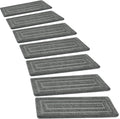 PURE ERA Bullnose Carpet Stair Treads Set Tape Free Non-Slip Indoor Stair Protectors Pet Friendly Rugs 9.5" x 30"(7 Pieces,Grey Rectangular)