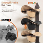 Cowboy Hat Rack for Wall, Cowboy Hat Holder Wall Mount Holds up to 4 Hats, Wooden Western Rustic Metal Hat Hanger with Arrow Sign Board, Hat Organizer for Cowboyhat, Fedora,Sun Hats (Black)