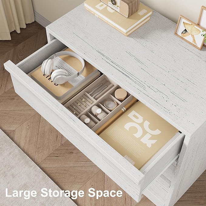 GarveeHome 3 Drawer Dresser for Bedroom, White Nightstand 3 Chest of Drawers with Large Storage, Small Modern Bedside End Table for Living Room, Nursery, Entryway