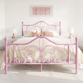 SHA CERLIN Full Size Bed Frame for Kids,Metal Bed Frame with Butterfly Pattern Design Headboard and Footboard,No Box Spring Needed,Easy Assembly,Pink