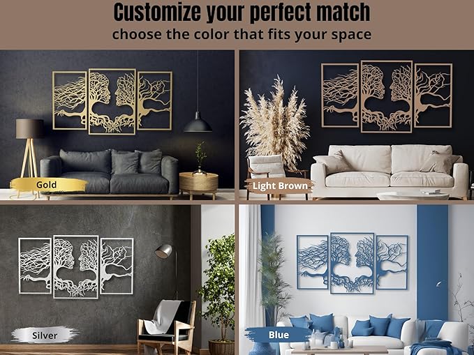 VAILLA Wood Wall Art Decor Wall Hanging Sculpture Modern Home Decoration 3 Panels Nature Wall Hangings Large Wooden Wall Arr 3D Textured Sculptures for Living Room Bedroom Office Dinnig Room (Faces 1)