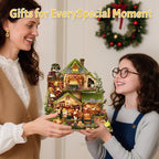 DIY Miniature House Kit with LED Lights, Forest Adventure Wooden Mini House Building Kit for Adults & Teens, Creative Crafts for Women, Friends & Hobbyists