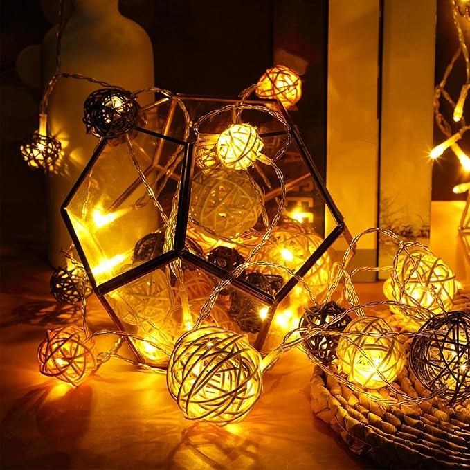 Patelai 72 Pcs Wicker Rattan Balls Decorative Balls for Vase Centerpiece Bowls Orbs Filler for Spring Summer Craft Home Decor, 4 Sizes(White, Wood, Camel, Coffee)