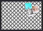 PinPix 27x19 Inch Cork Bulletin Board. This Decorative Framed Pin Board Comes with Black and White Waves Design and a Satin Black Frame. Ideal for Home Office Decor or Message Board (PinPix-194)
