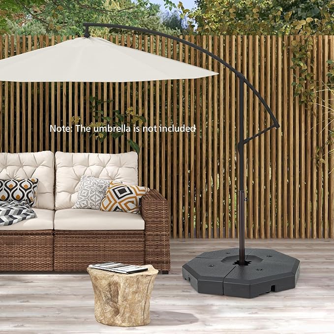 Giantex 350 lbs Offset Patio Umbrella Base, 4PCS Octagonal Umbrella Base Weight Water Sand Filled for Cantilever Umbrella, Easy-Filling Spouts, Outdoor Market Umbrella Base Stand