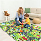 Community Helpers Play Rug – Educational Kids Carpets with Fire Station, School, Park & More for Learning and Play, Car Rug for Playroom Classroom Bedroom Nursery, 60"x36"