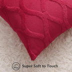decorUhome Spring Euro Sham Throw Pillow Covers 24x24 Inch Set of 2, Soft Plush Faux Fur Wool Red Couch Pillow Covers, Decorative Neutral Pillow Cases for Bed Sofa Living Room Home Decor