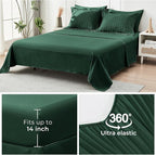 HYMOKEGE Emerald Green California King Comforter Set Seersucker 7 Pieces, All Season Luxury Bed in a Bag for Bedroom, Bedding Set with Comforter, Sheets, Pillowcases & Shams