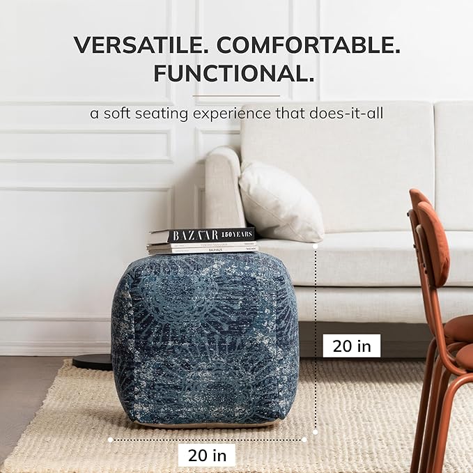 Anji Mountain 100% Handmade & Handcrafted Comfortable Home Décor Pouf Ottoman Footrest for Living Room, Bedroom, Nursery, Kidsroom, Patio Furniture - Les Cavaliers