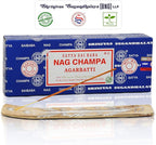 Satya Nag Champa Incense Sticks Bangalore- 250gm Bundle Natural Hand Rolled Non-Toxic Nagchampa BNG Insense Set with Raajsee Insence Stick Holder for Meditation, Yoga, Aromatherapy & Joss Sticks